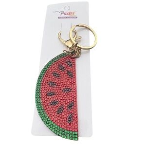 Pastel Collection Watermelon Fruit Rhinestone Key Chain Bag Charm